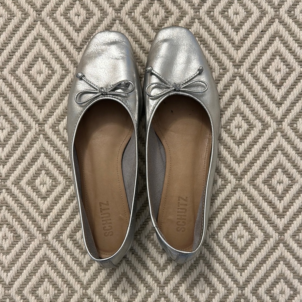 Schutz Silver Ballet Flats